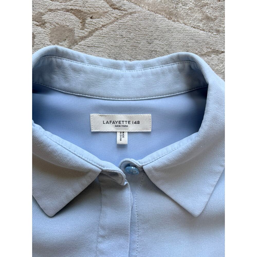 Lafayette 148 New York Scottie Bluebell Silk Blouse Size Small NWOT Minimalist - Picture 7 of 10